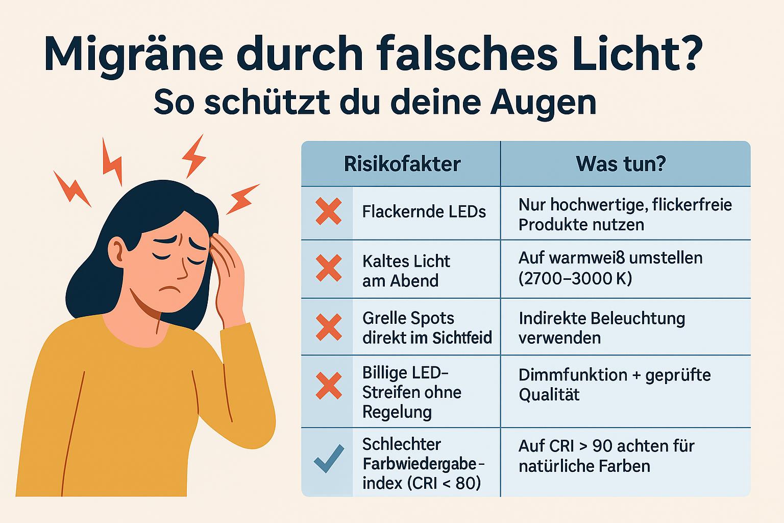 Migräne durch falsches Licht? So schützt du deine Augen