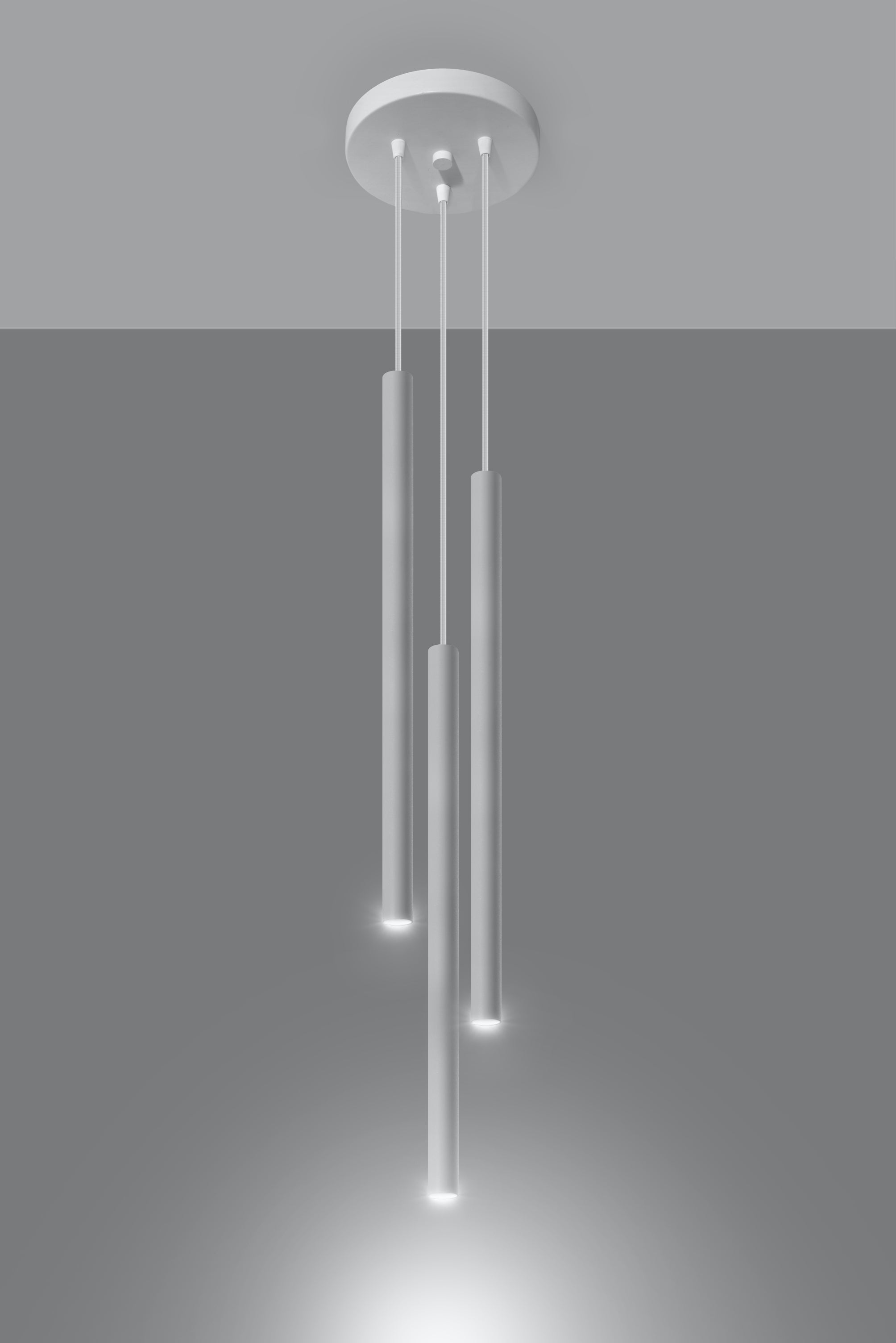 Suspension 3 lampes en acier -3P ronde blanche 20cm x 20cm x 100cm IP20 G9 230V