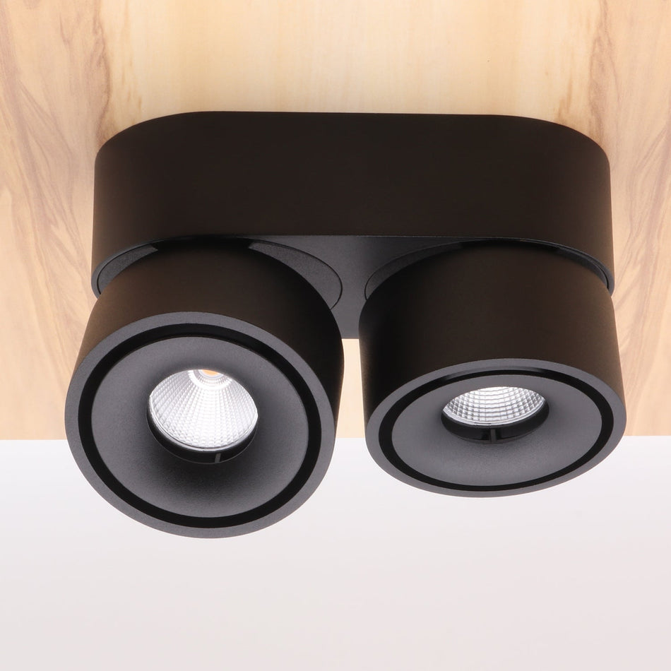 Deckenstrahler Aufbaustrahler MONACO MINI mit PHILIPS Dioden Schwarz Weiß 2-flammig  9W Dimmbar IP20 230V