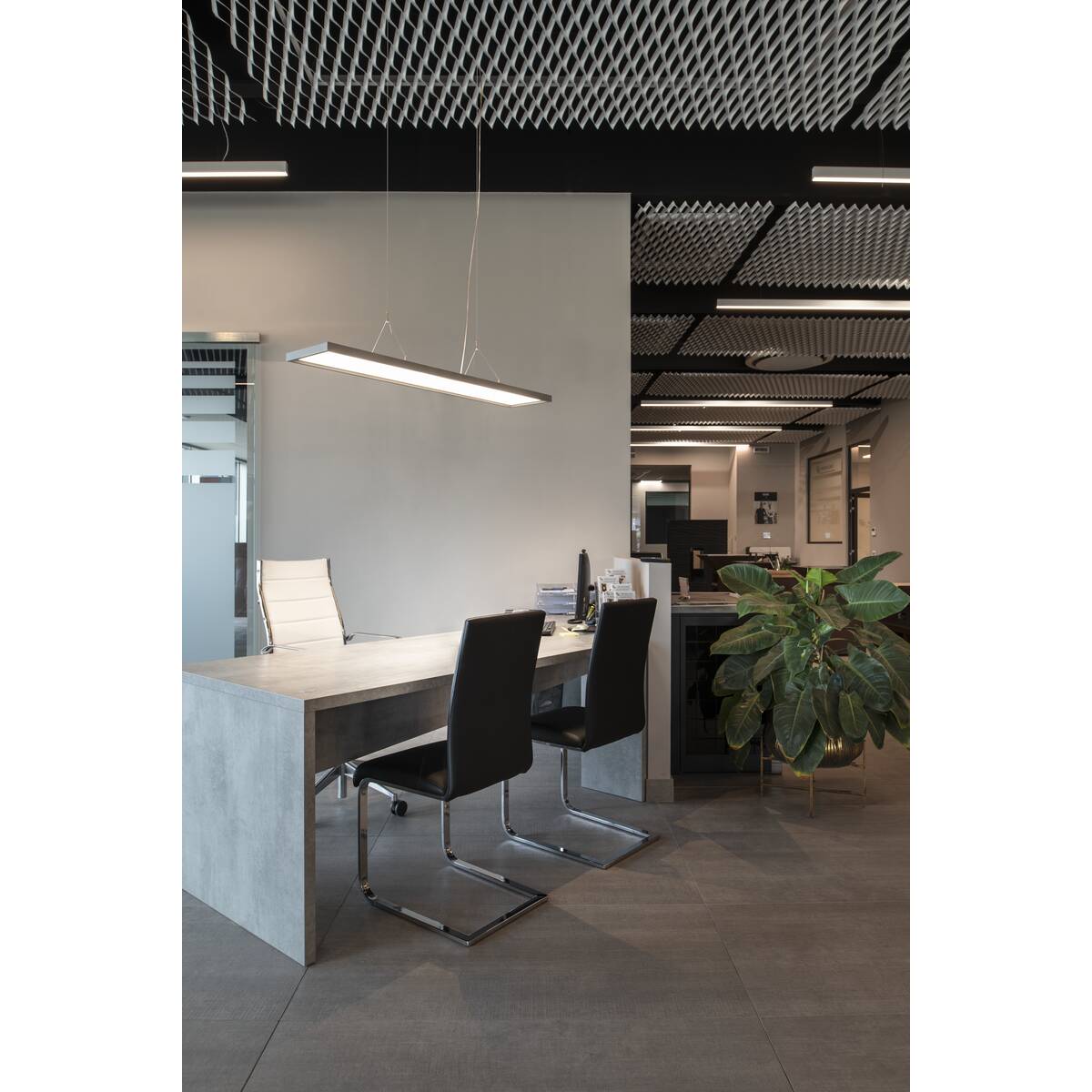 Lampe de travail suspendue argent 57W 4000K 80°