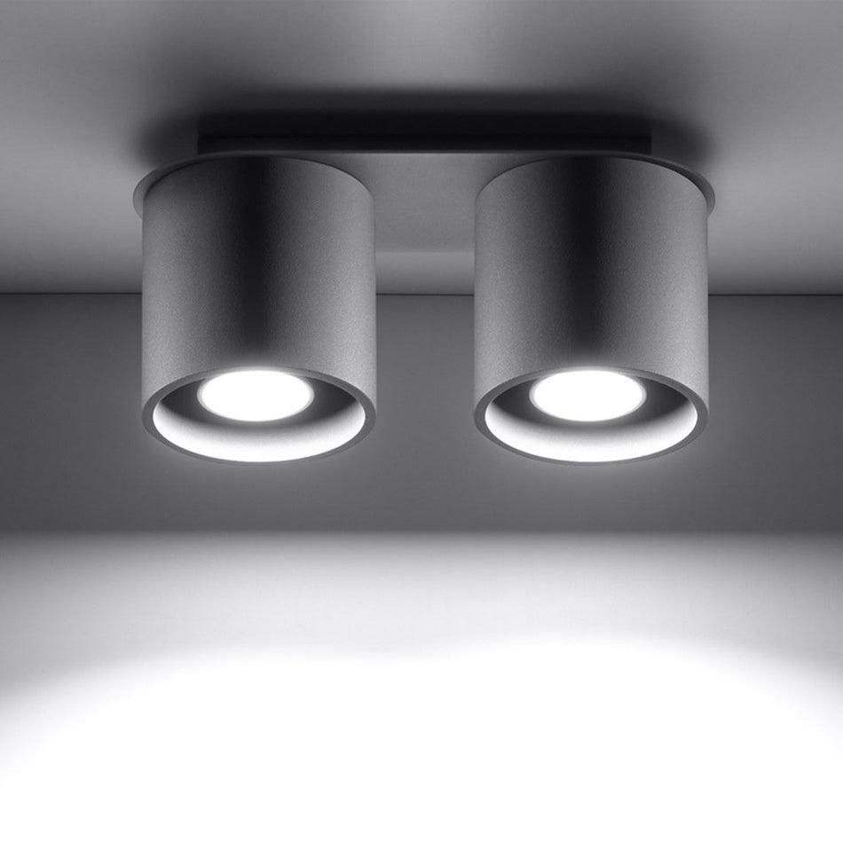 Deckenleuchte Aufbauleuchte 2-flammig aus Aluminium -2 Rund Grau IP20 GU10 230V