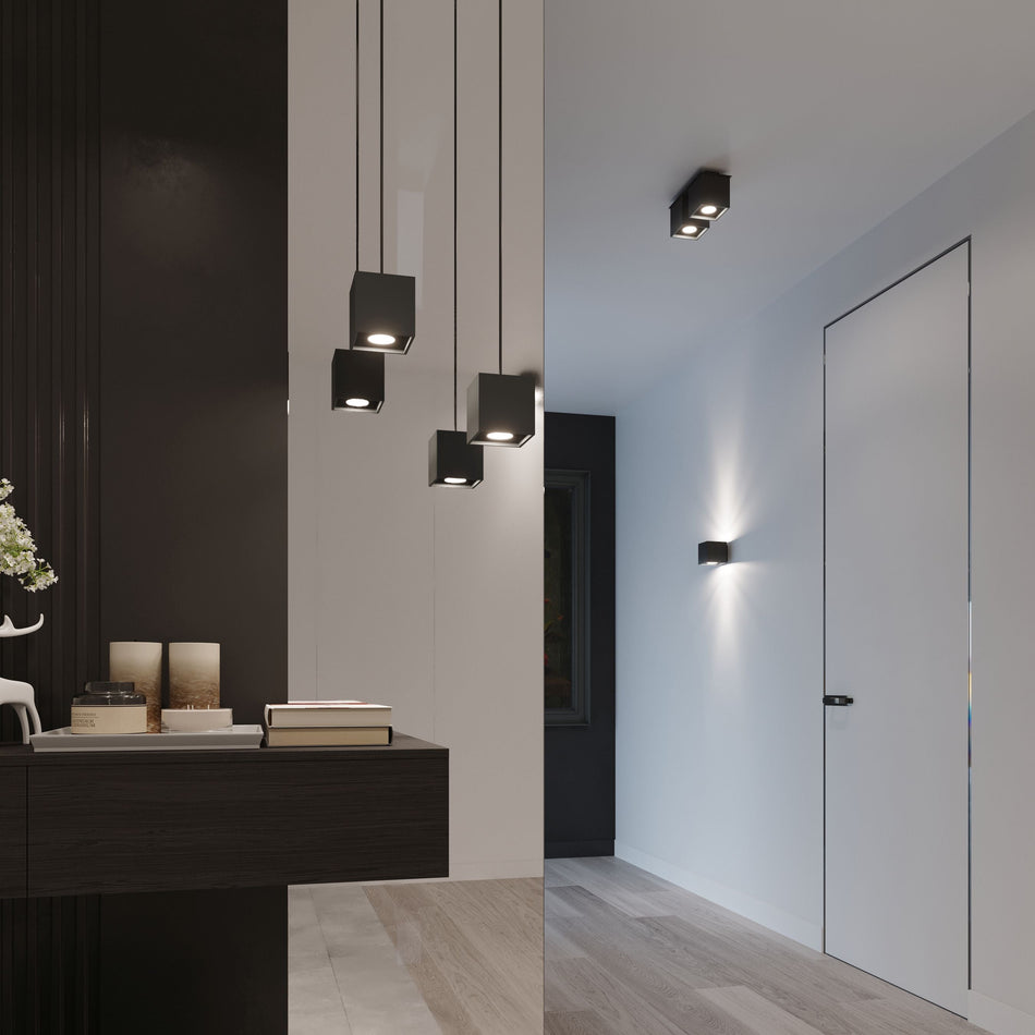 Pendelleuchte 1-flammig aus Aluminium Eckig -1 Schwarz IP20 GU10 230V