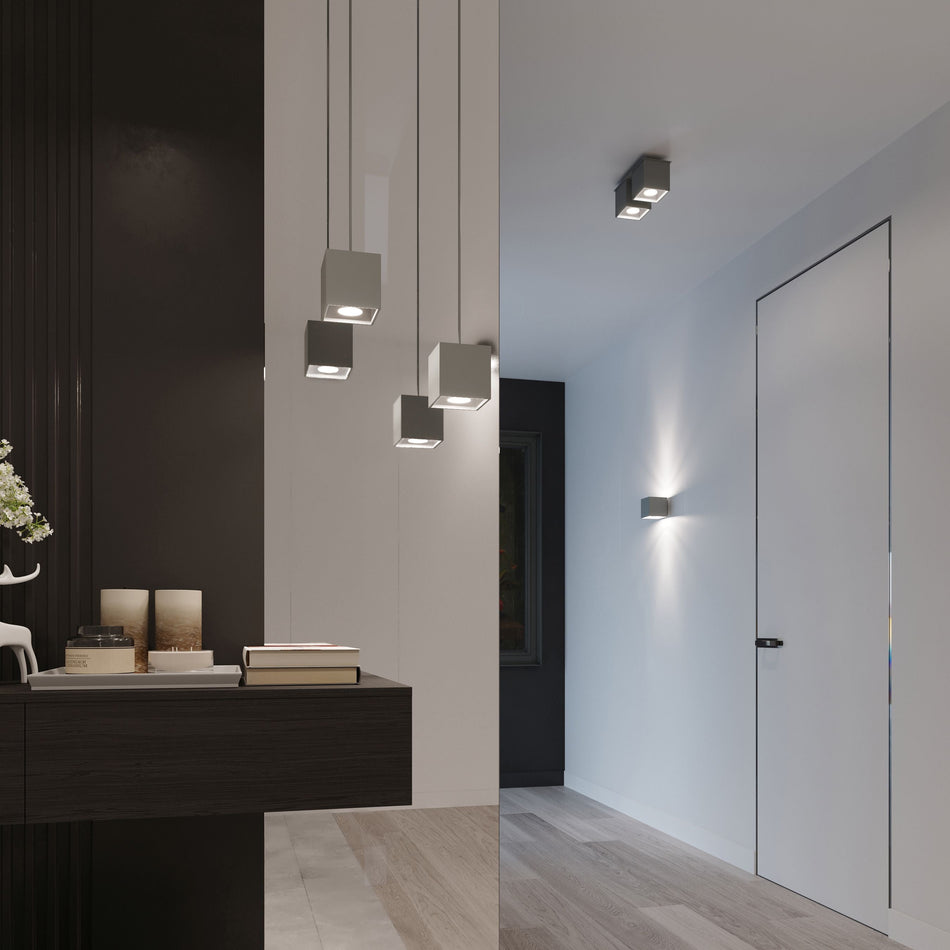 Pendelleuchte 1-flammig aus Aluminium Eckig -1 Grau IP20 GU10 230V