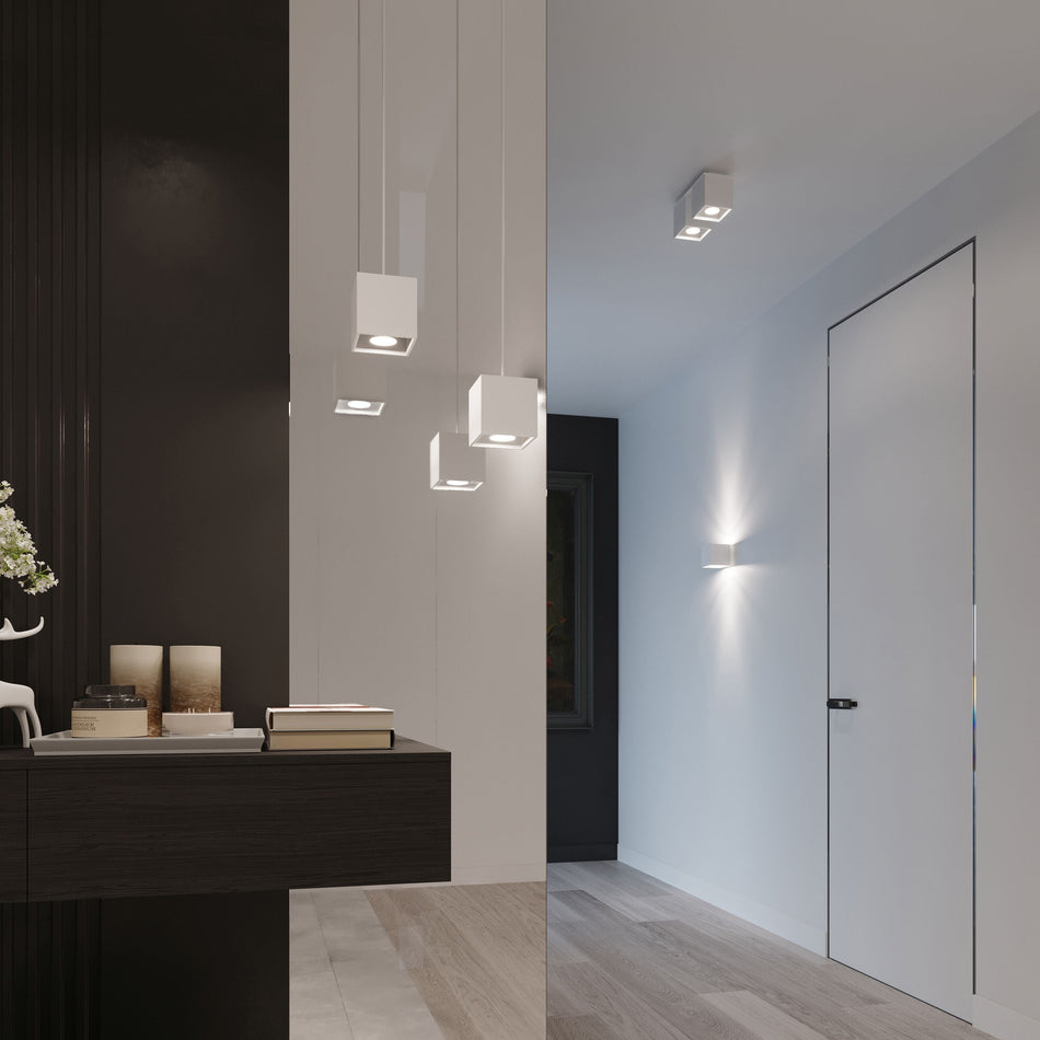 Pendelleuchte 1-flammig aus Aluminium Eckig -1 Weiß IP20 GU10 230V