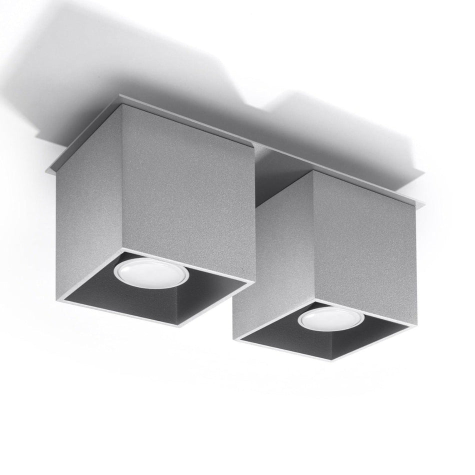 Deckenleuchte Aufbauleuchte aus Aluminium -2 Eckig Grau IP20 GU10 230V