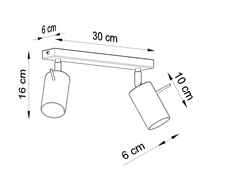 Ceiling light 2 Black made of steel 2x 40W IP20 GU10 230V