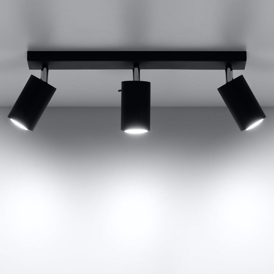 Ceiling light 3 Black made of steel 3x 40W IP20 GU10 230V
