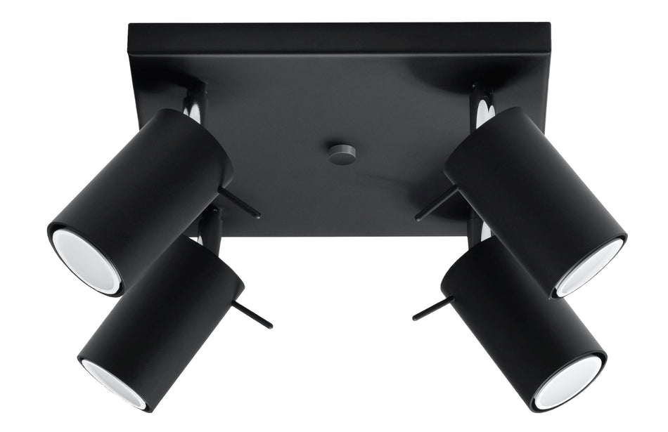 Ceiling light 4 Black made of steel 4x 40W IP20 GU10 230V