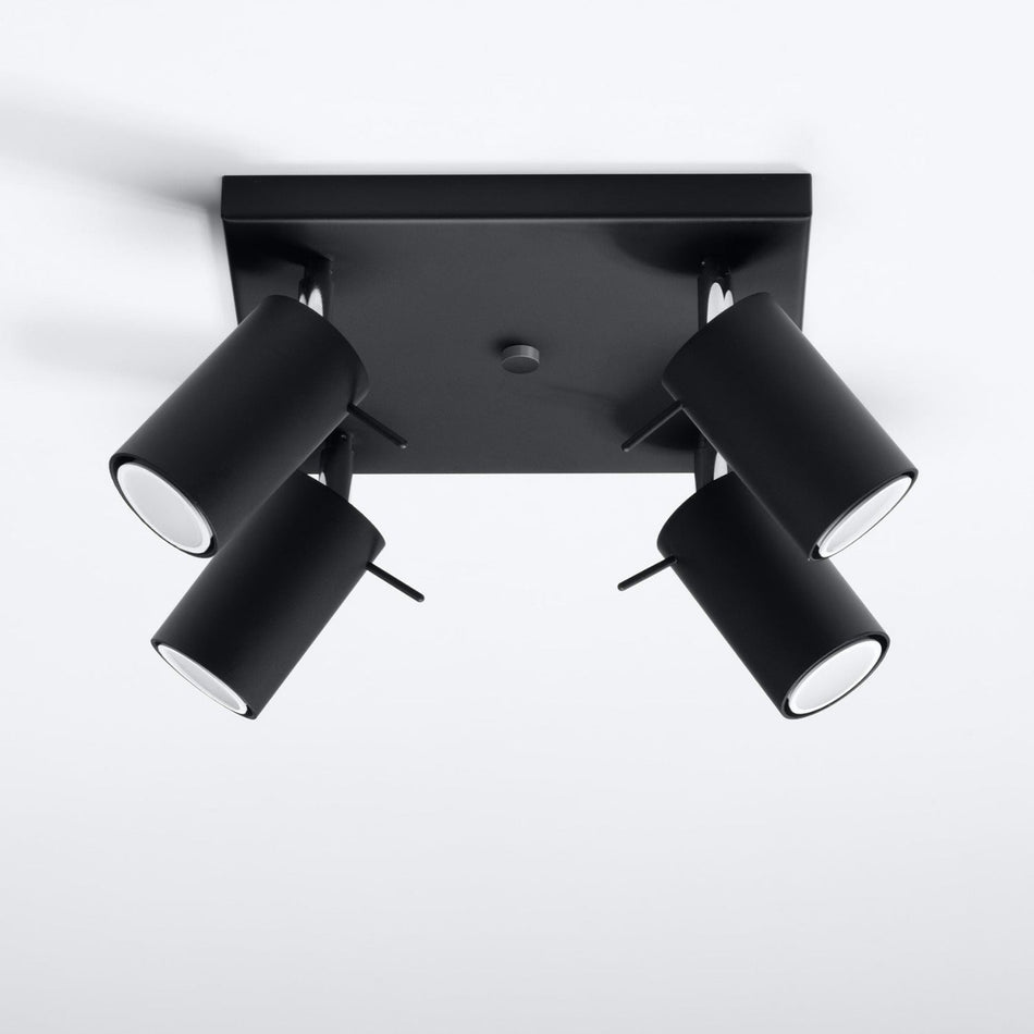 Ceiling light 4 Black made of steel 4x 40W IP20 GU10 230V