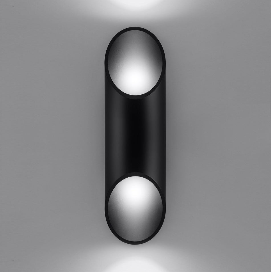Applique murale en aluminium 2 ampoules -30 ronde noire 20cm x Ø10cm x 12cm G9 IP20 230V