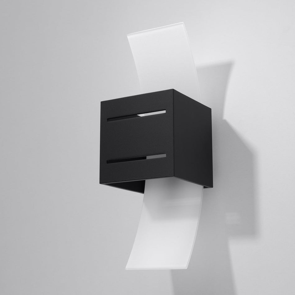Wandleuchte aus Aluminium und Glas Eckig Schwarz IP20 G9 230V