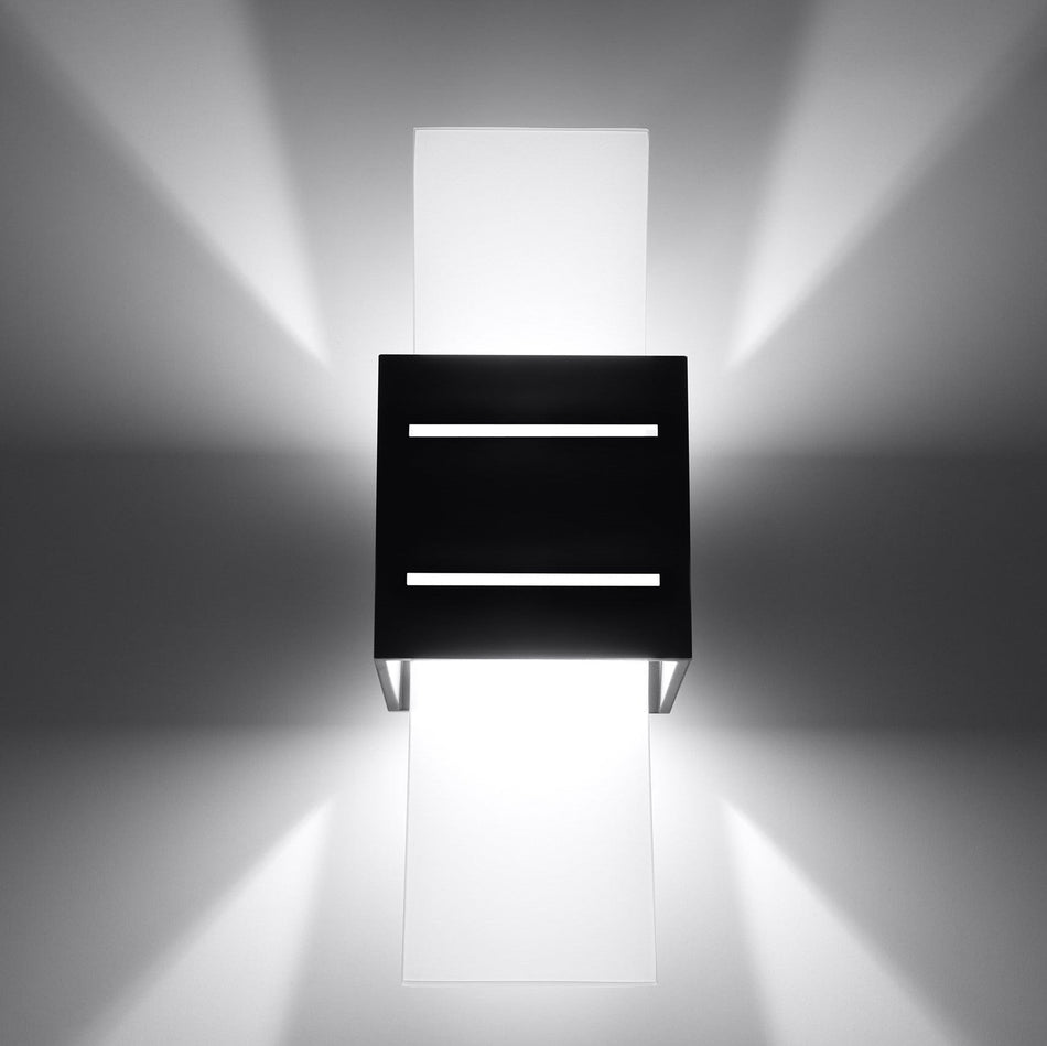 Wandleuchte aus Aluminium und Glas Eckig Schwarz IP20 G9 230V