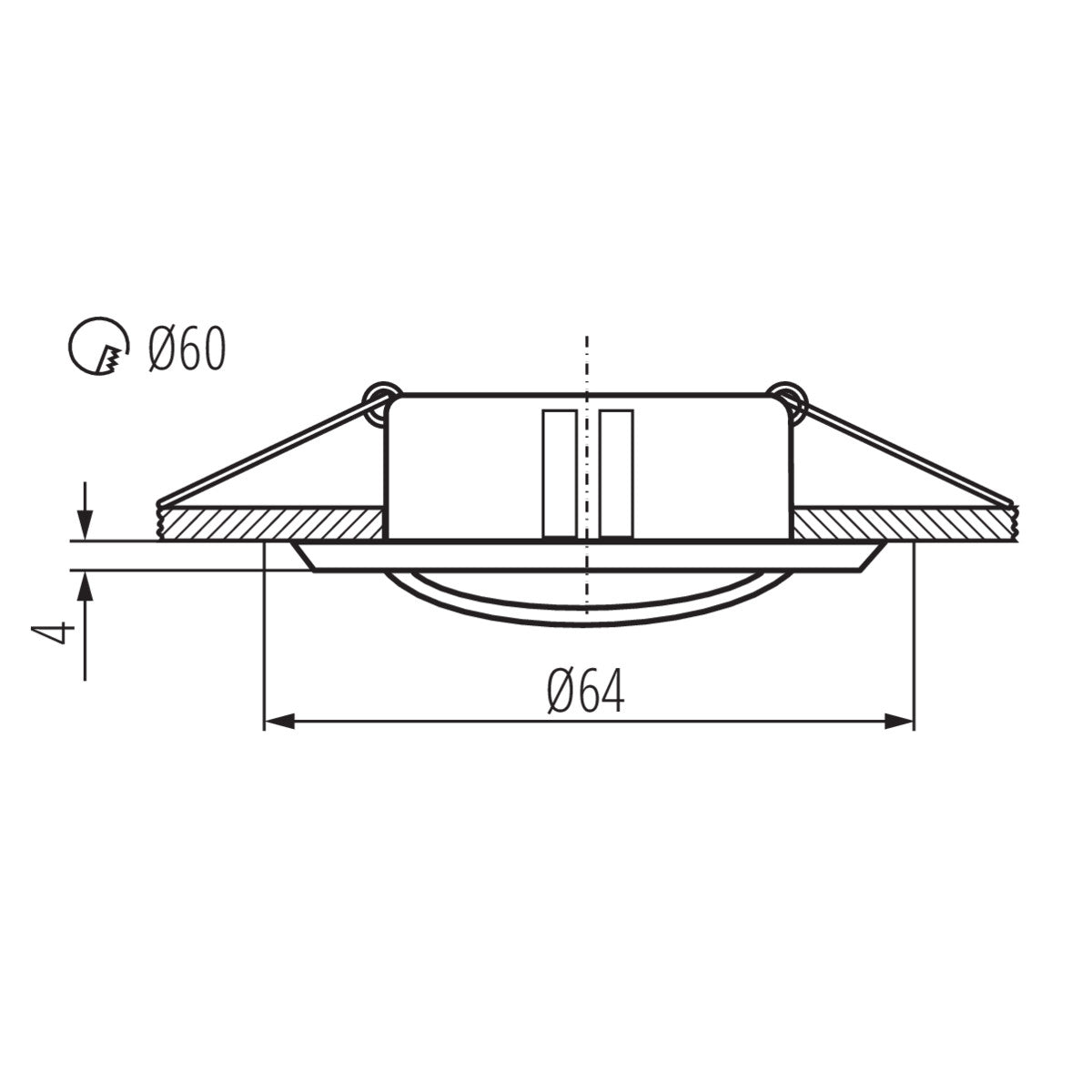 Recessed steel spotlight round Ø64mm IP20 12V G4 