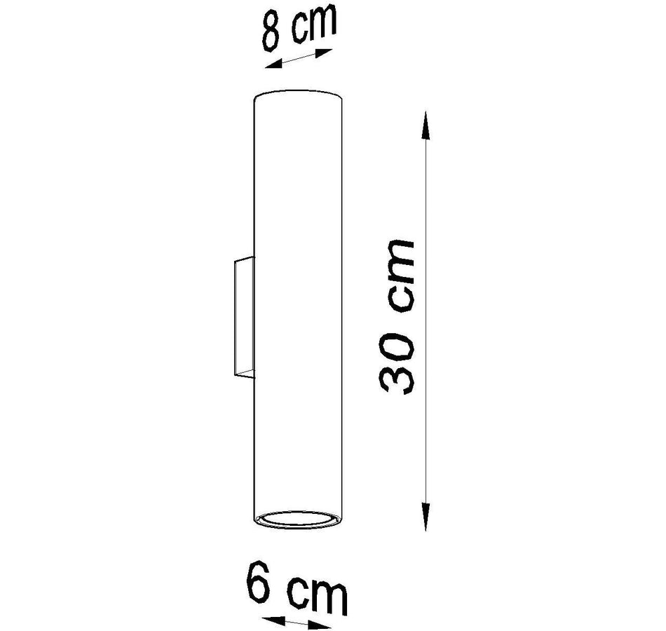 Applique murale en acier -2 Ronde Blanche Ø6cm x 30cm GU10 IP20 230V