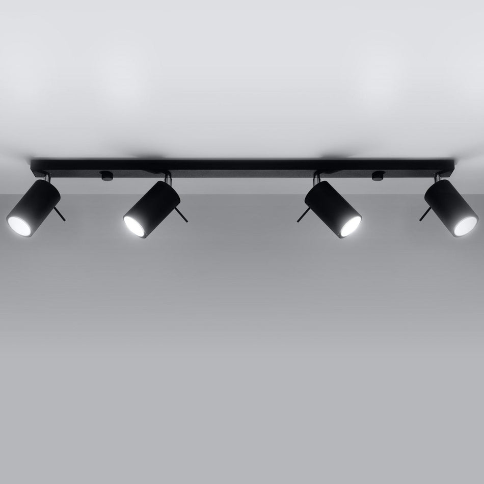 Ceiling light RING 4L Black made of steel 4x 40W IP20 GU10 230V