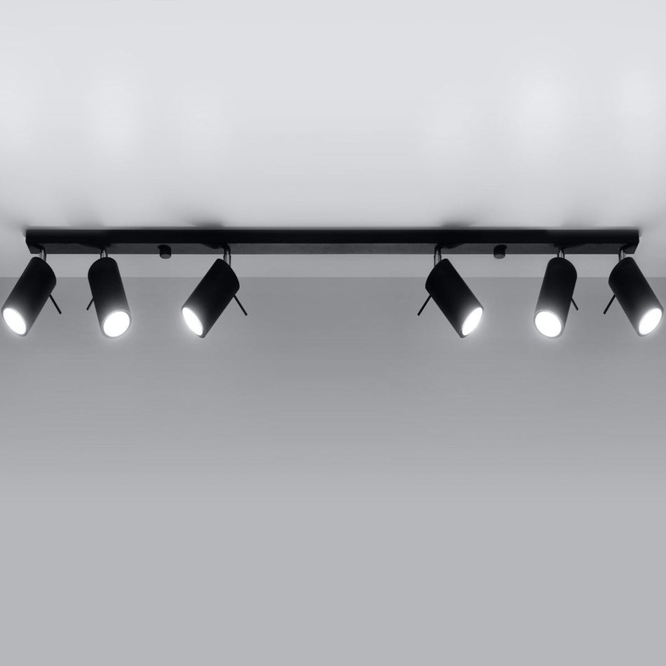 Ceiling light 6L Black made of steel 6x 40W IP20 GU10 230V