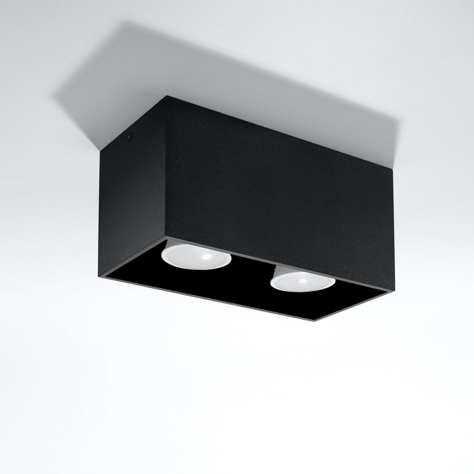 Deckenleuchte Aufbauleuchte aus Aluminium -MAXI Eckig Schwarz IP20 GU10 230V
