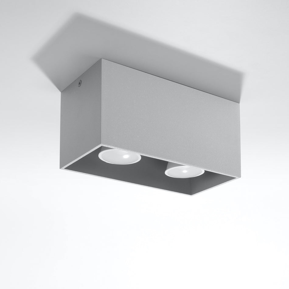 Deckenleuchte Aufbauleuchte aus Aluminium -MAXI Eckig Grau IP20 GU10 230V