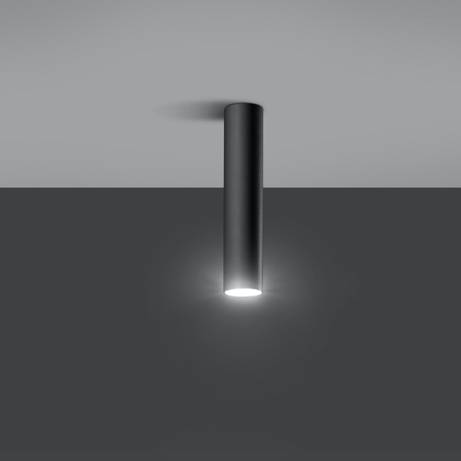 Ceiling light surface-mounted light made of steel -30 Round Black Ø6cm x 30cm IP20 GU10 230V