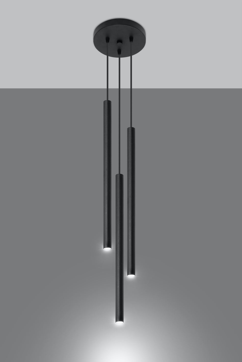 Pendelleuchte 3-flammig aus Stahl -3P Rund Schwarz 20cm x 20cm x 100cm IP20 G9 230V
