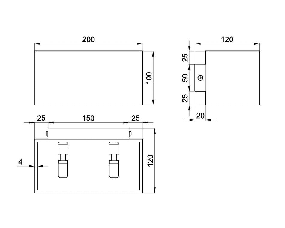 Wandleuchte aus Aluminium -MAXI Eckig Grau IP20 G9 230V