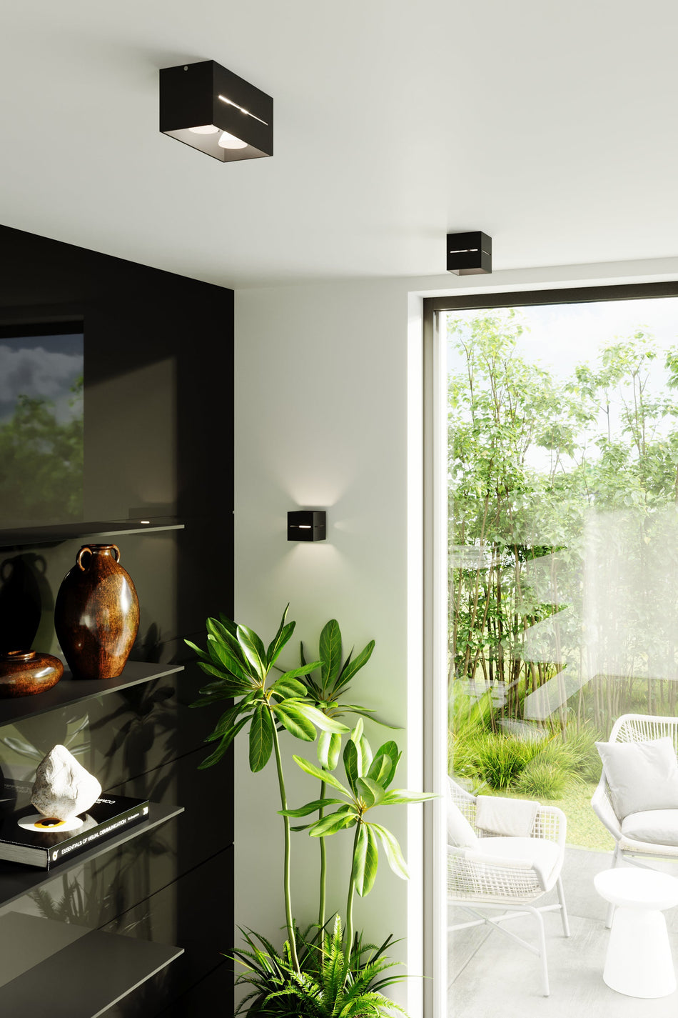 Wandleuchte aus Aluminium - MAXI Eckig Schwarz IP20 G9 230V