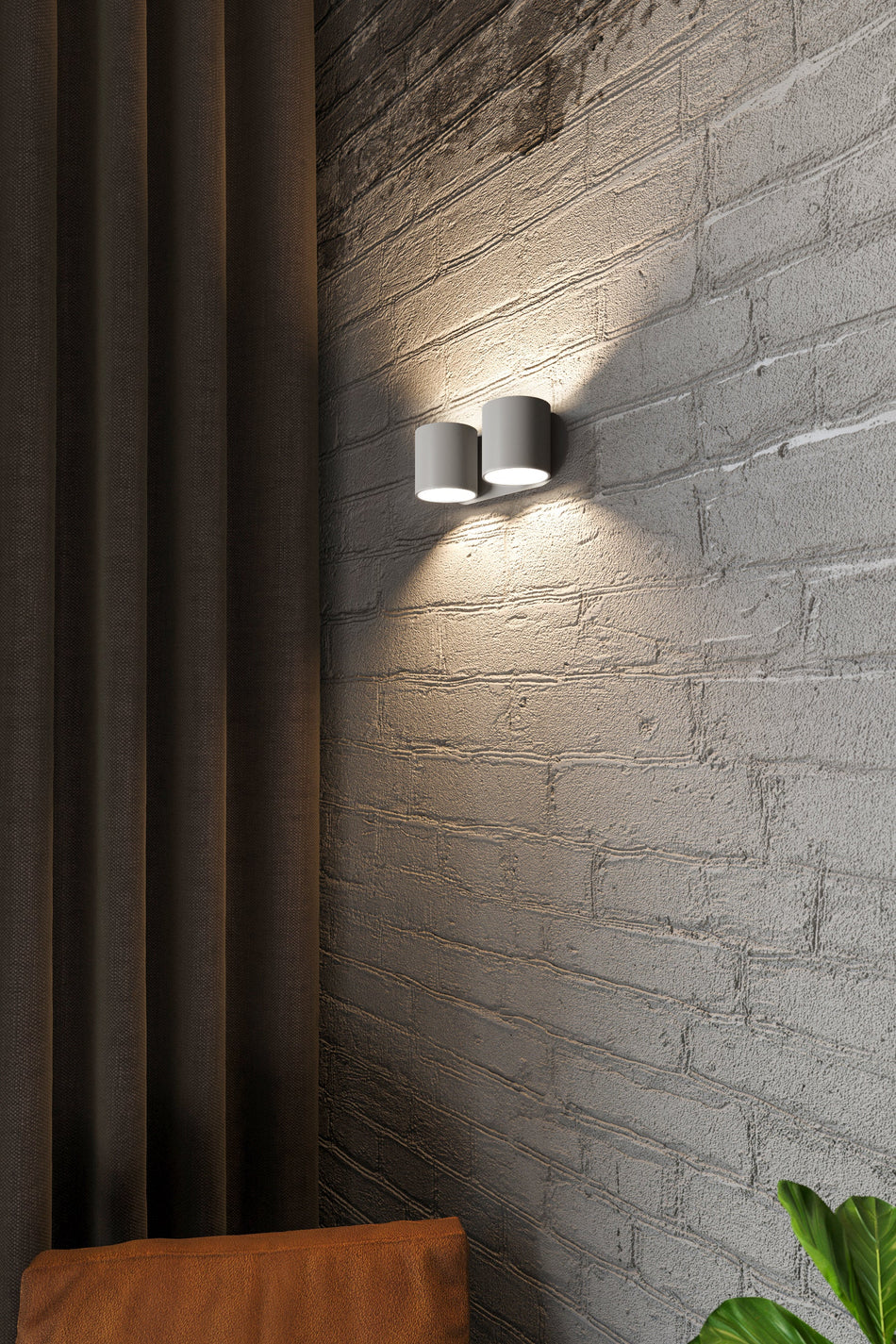 Wandleuchte aus Aluminium 2-flammig -2 Rund Grau IP20 G9 230V
