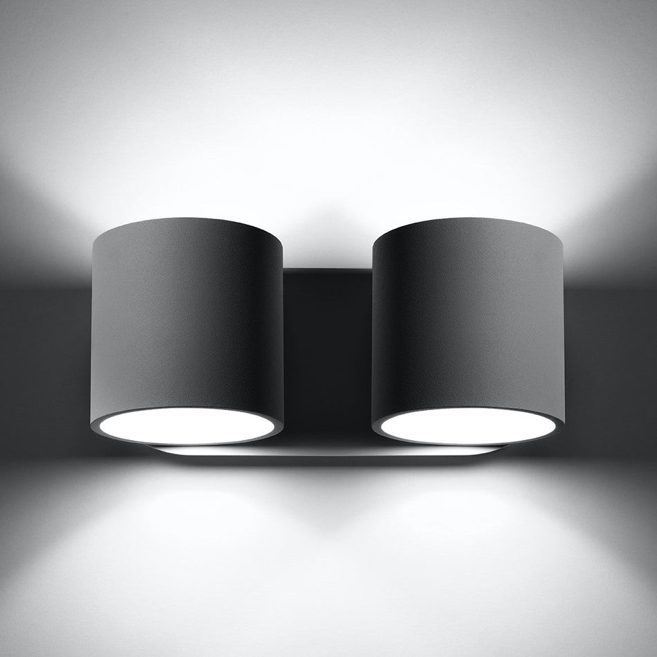 Wandleuchte aus Aluminium 2-flammig -2 Rund Grau IP20 G9 230V