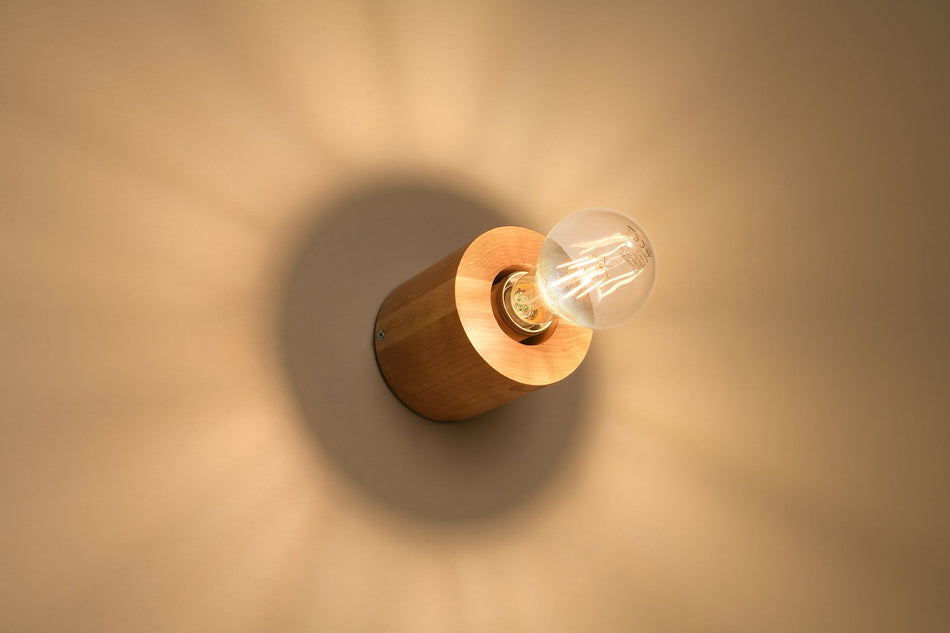 Wandleuchte Rund aus Holz max. 60W IP20 E27 230V