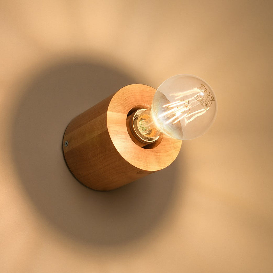 Wandleuchte Rund aus Holz max. 60W IP20 E27 230V