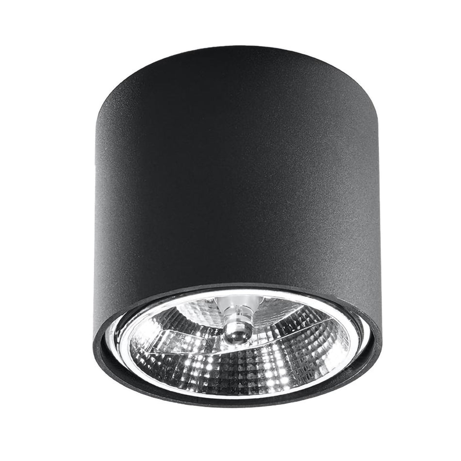 Aufbauleuchte aus Aluminium Schwarz Rund Ø12cm x 11cm IP20 GU10 ES111 230V