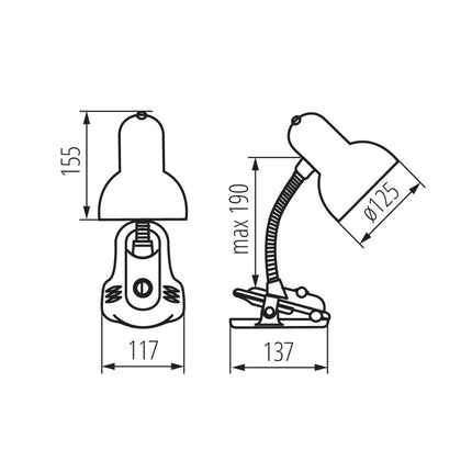 Schreibtischleuchte, Klemmlampe, silber / schwarz / blau / rosa, max 40W / E27 / IP20 / 230V