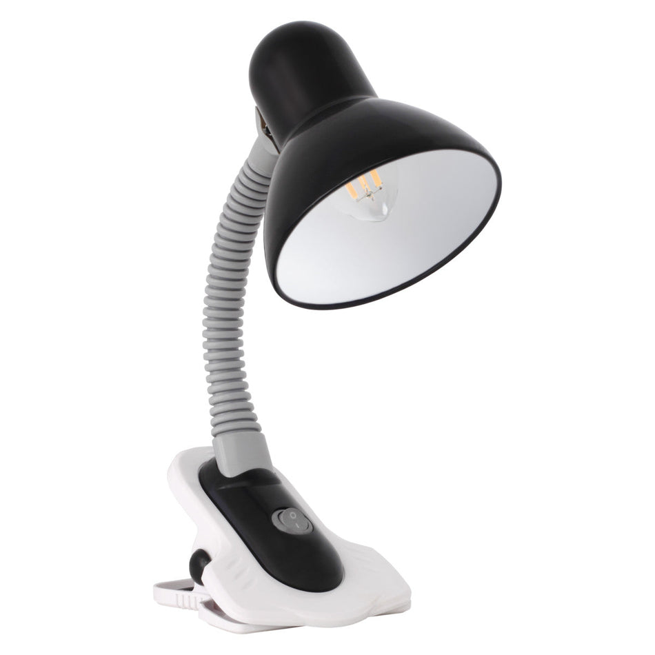 Lampe de bureau, lampe à pince, argent/noir/bleu/rose, max 40W / E27 / IP20 / 230V