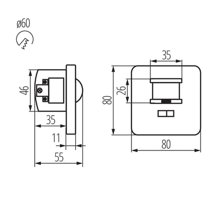 LED Bewegungsmelder mit PIR Sensor, max 9m, weiß, 1200VA / IP20 / 230V