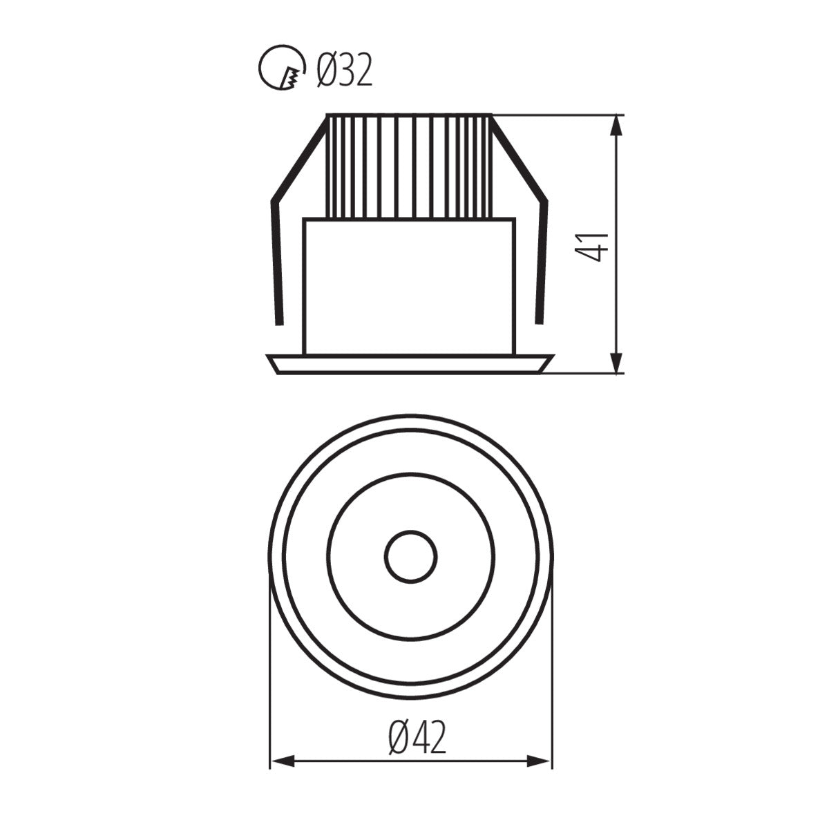 Recessed aluminum spotlight round Ø42mm IP20 1W 350mA (F) 