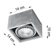 Plafonnier apparent en béton -1 carré 14cm x 9cm IP20 GU10 ES111 230V