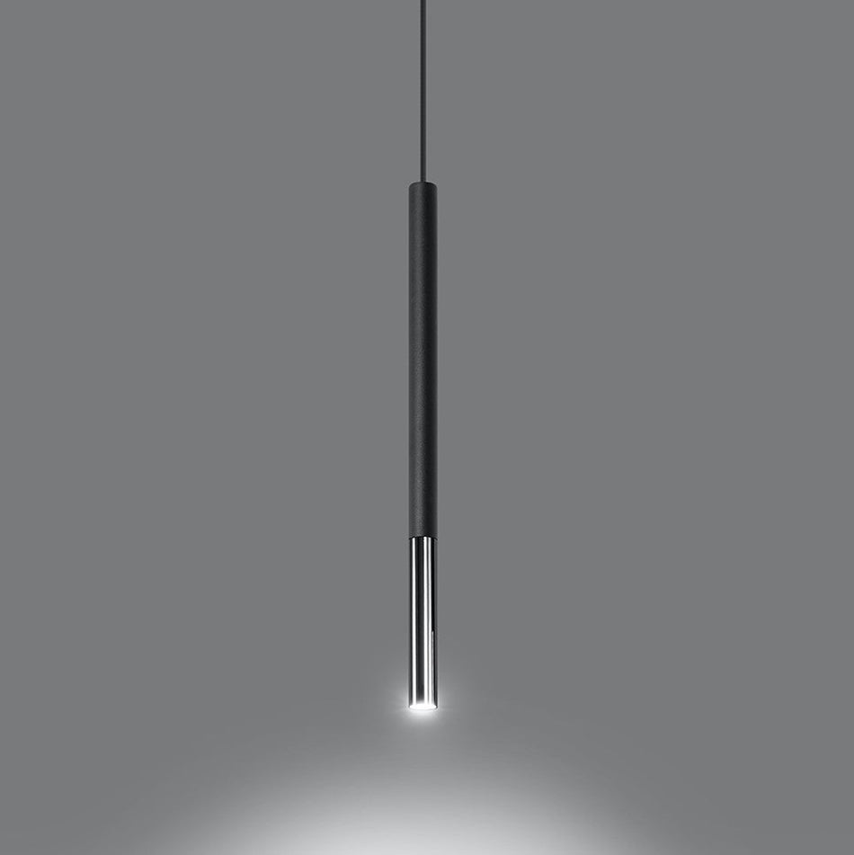 Pendelleuchte 1-flammig aus Stahl -1 Rund Schwarz-Chrom 8cm x 100cm IP20 G9 230V