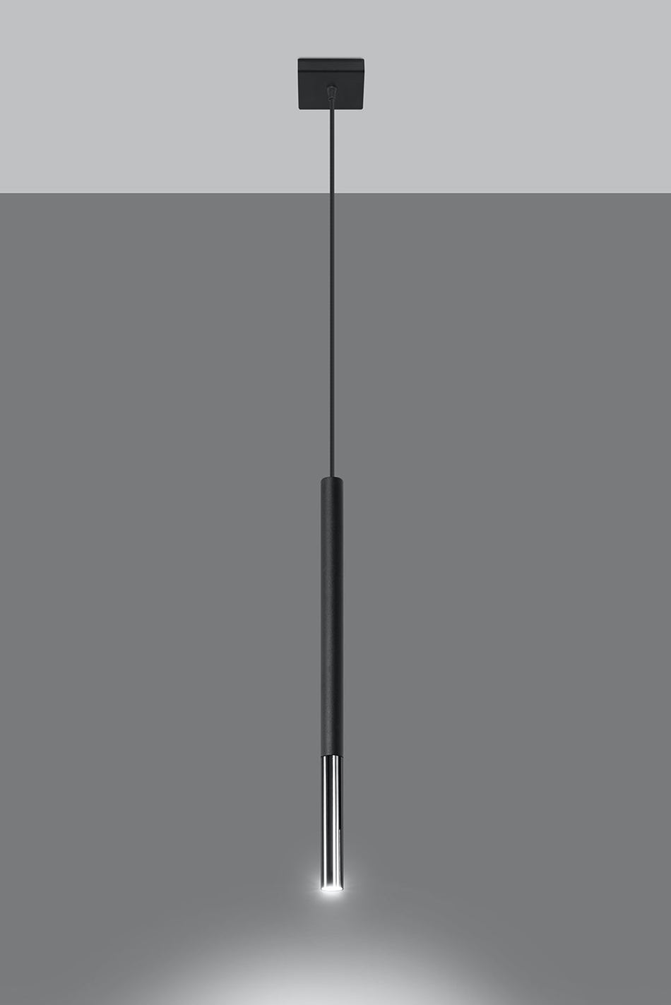 Pendelleuchte 1-flammig aus Stahl -1 Rund Schwarz-Chrom 8cm x 100cm IP20 G9 230V