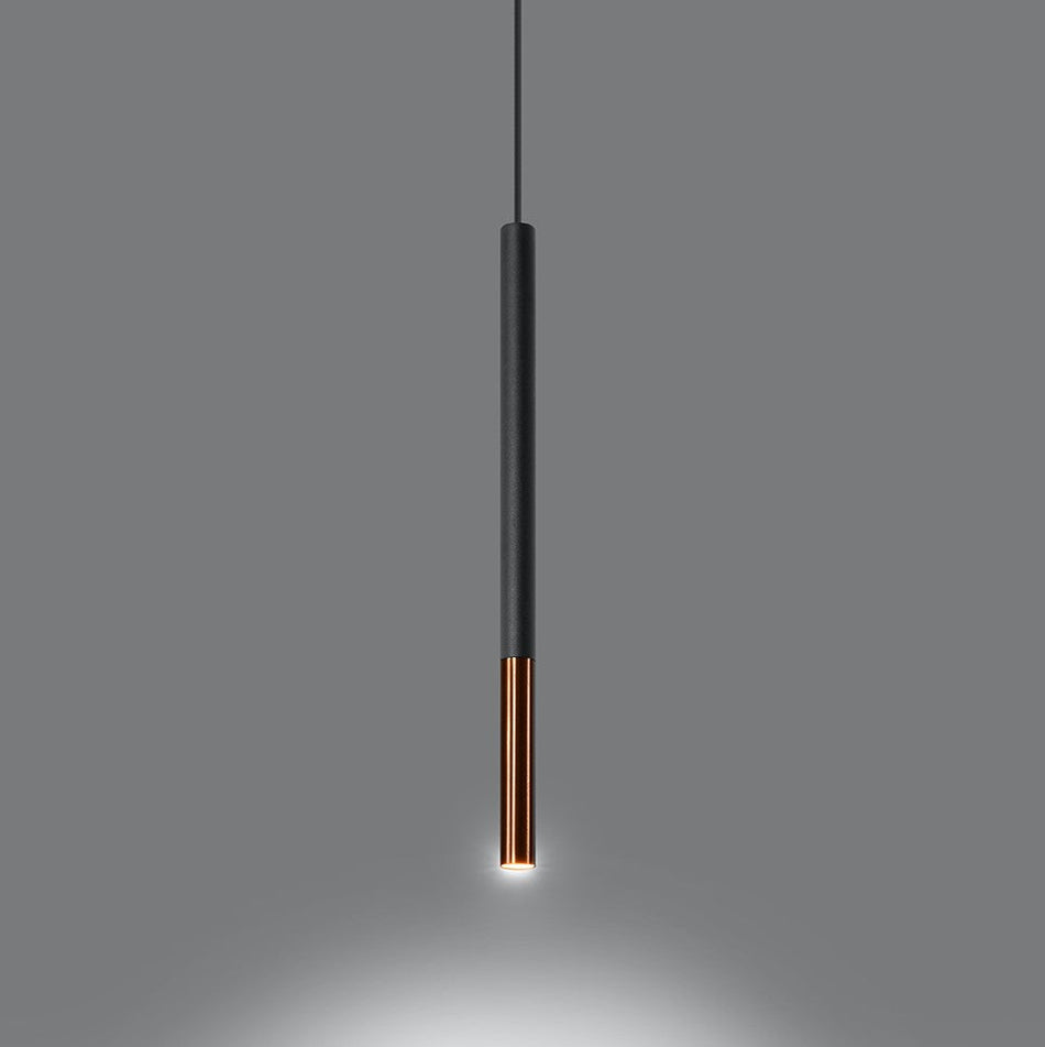 Pendelleuchte 1-flammig aus Stahl -1 Rund Schwarz-Kupfer 8cm x 100cm IP20 G9 230V
