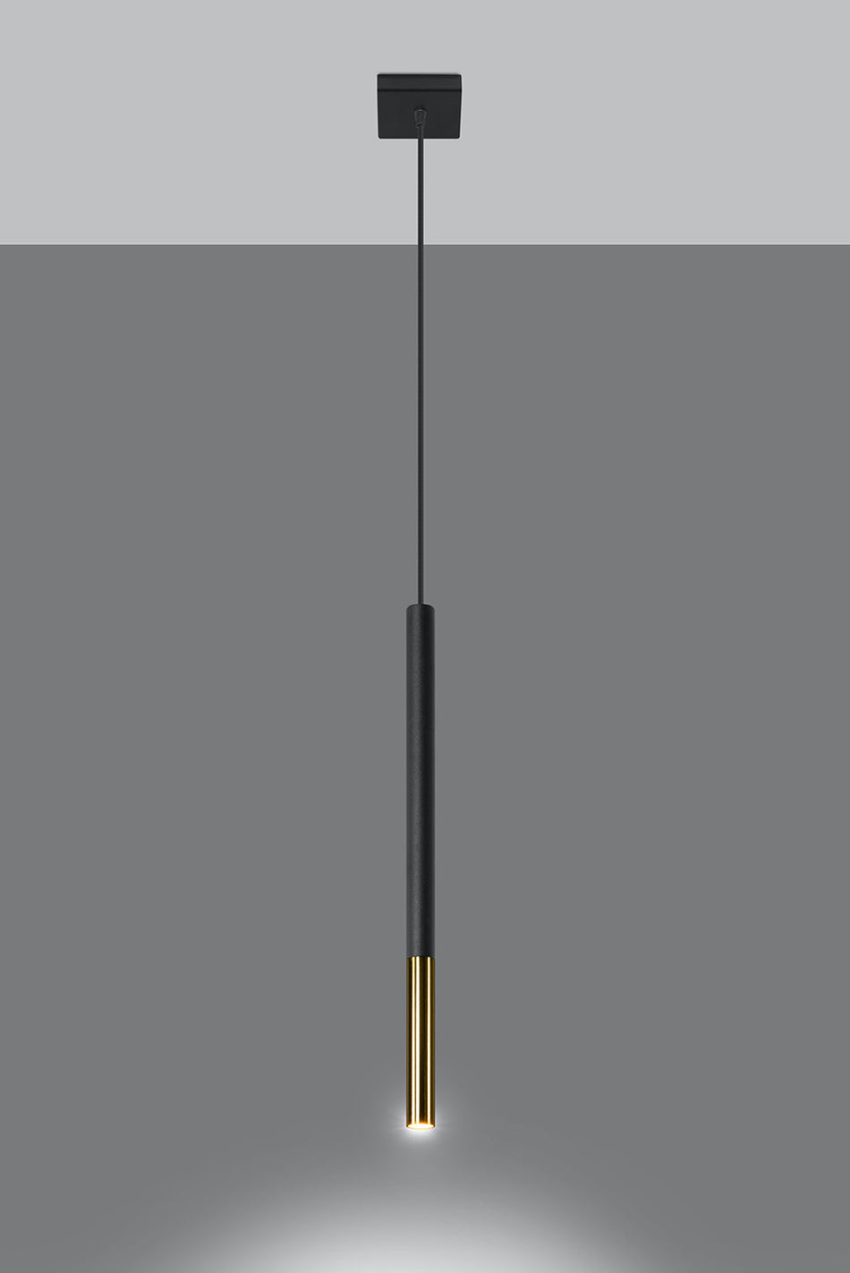 Pendelleuchte 1-flammig aus Stahl -1 Rund Schwarz-Gold 8cm x 100cm IP20 G9 230V