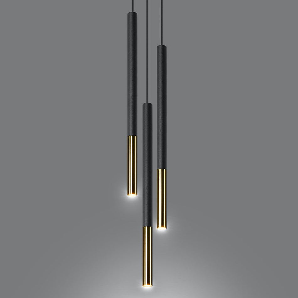 Pendelleuchte 3-flammig aus Stahl -3P Rund Schwarz-Gold 20cm x 20cm x 100cm IP20 G9 230V