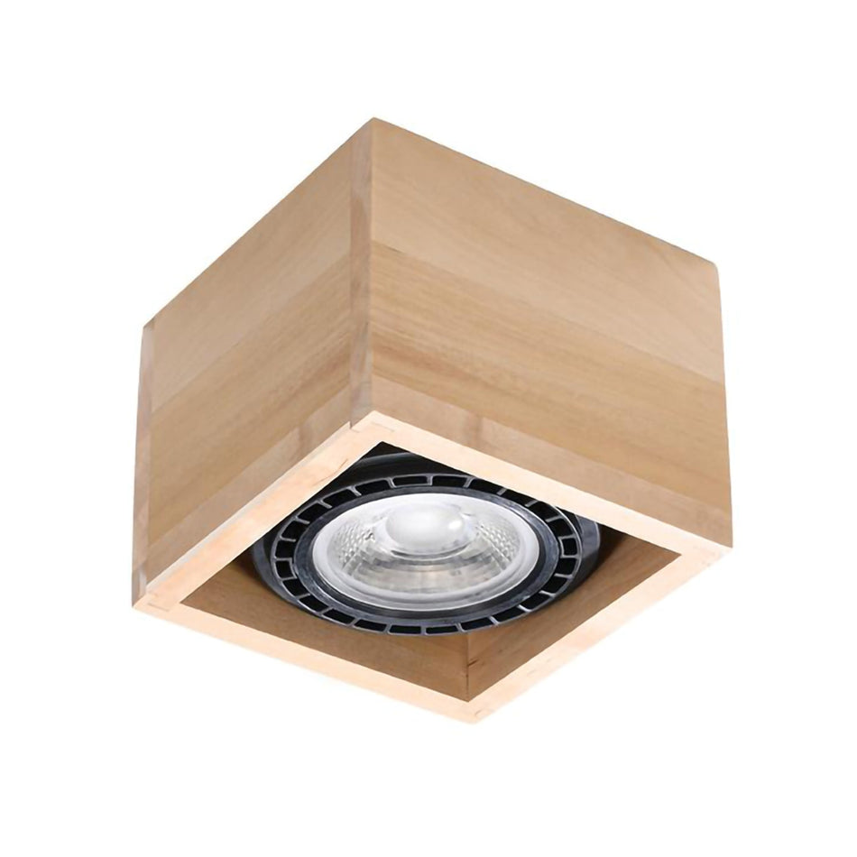 Aufbaustrahler 1 Eckig aus Holz max. 40W IP20 GU10 ES111 230V
