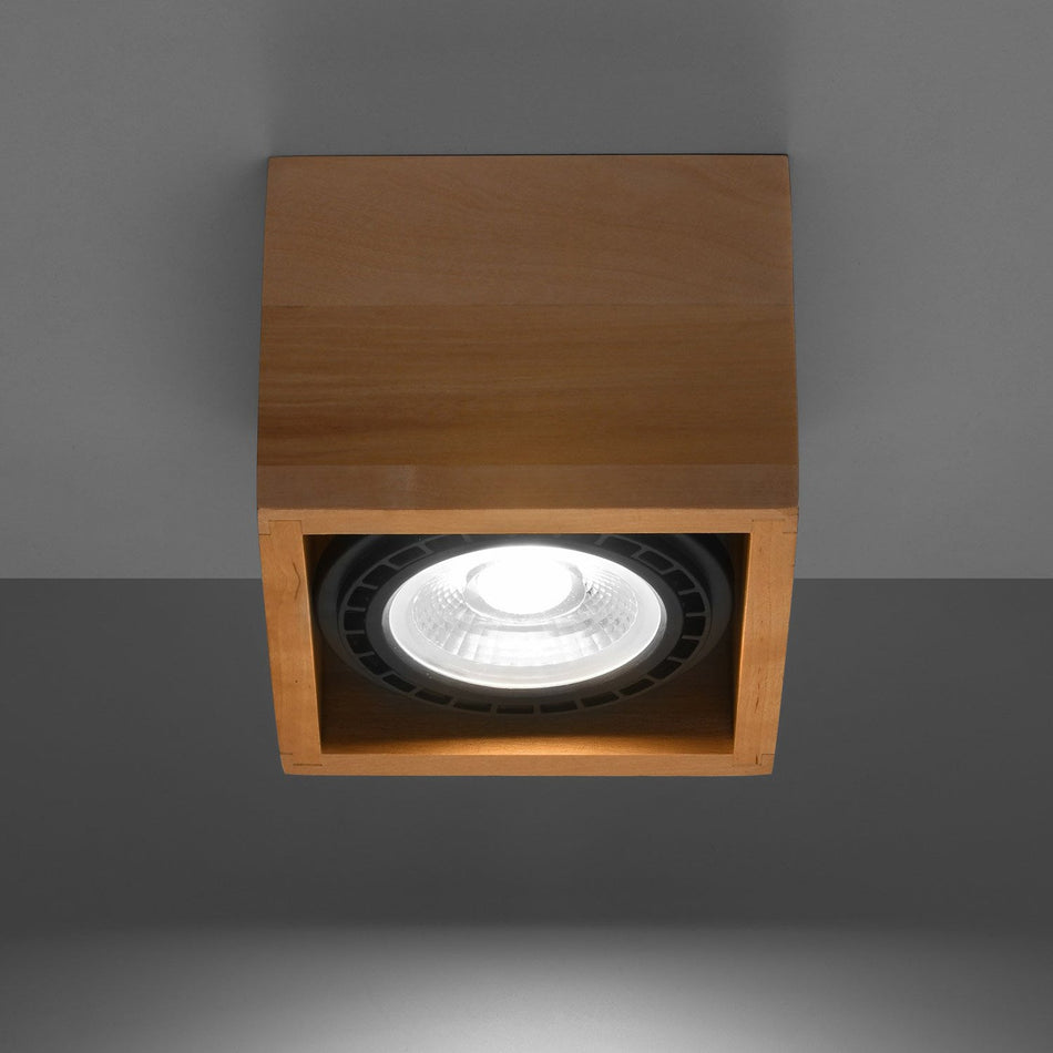 Aufbaustrahler 1 Eckig aus Holz max. 40W IP20 GU10 ES111 230V
