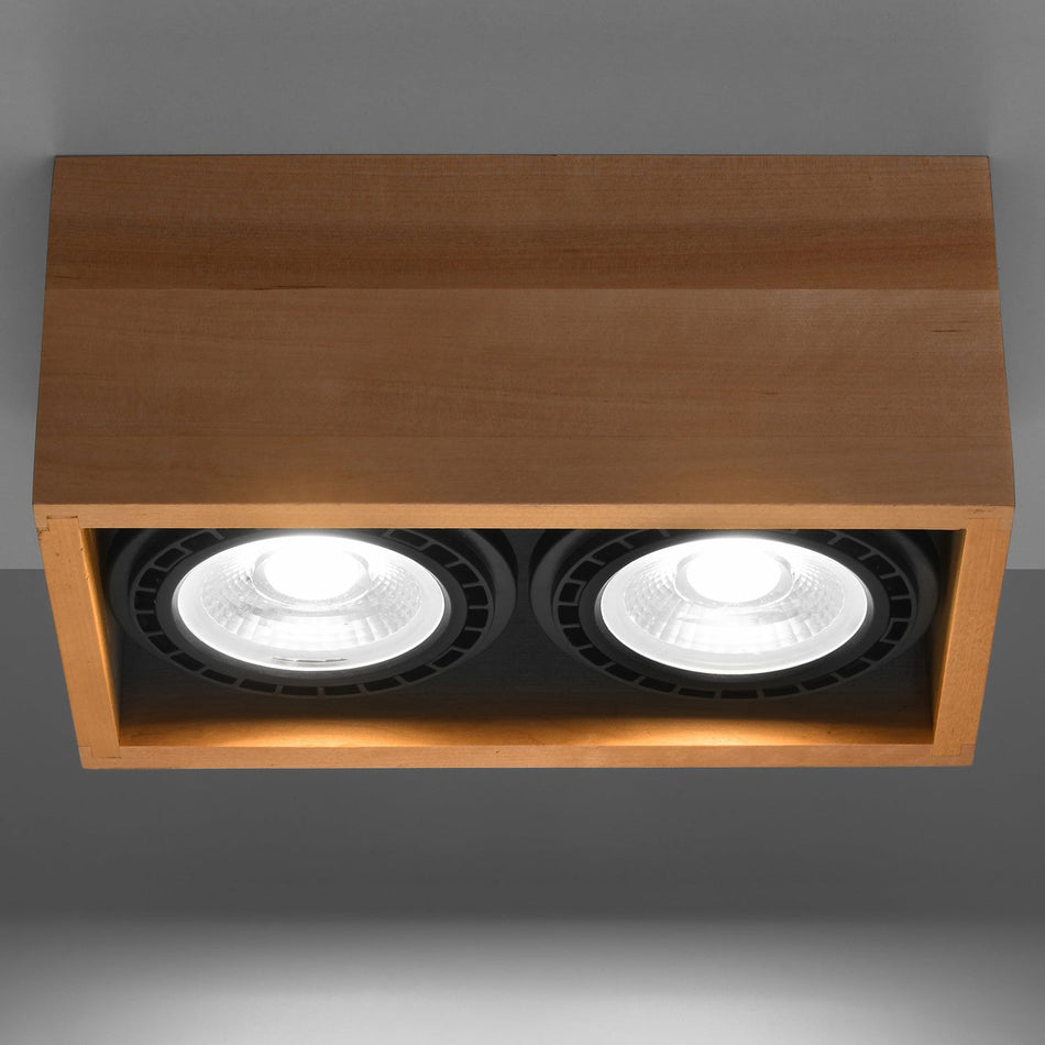 Deckenleuchte 2 Eckig aus Holz max. 2x 40W IP20 GU10 ES111 230V