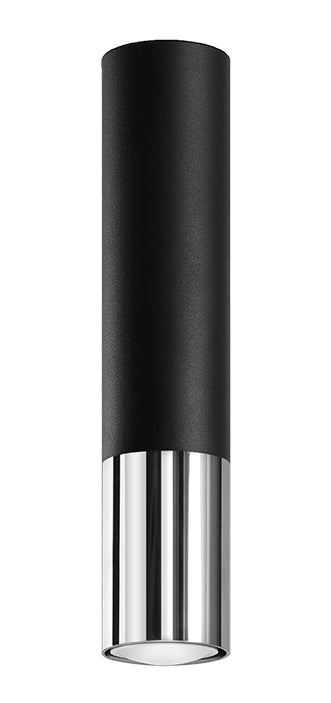 Ceiling light surface-mounted light made of steel round black-chrome Ø6cm x 30cm IP20 GU10 230V