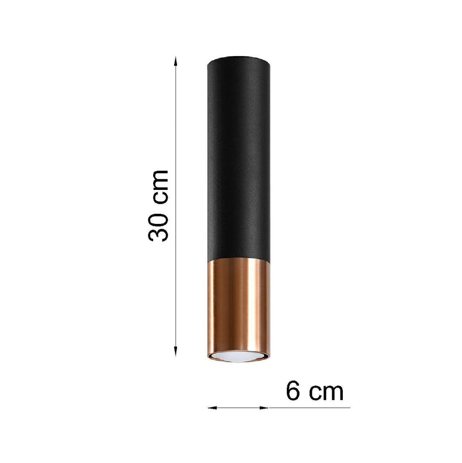 Ceiling light surface-mounted light made of steel round black-copper Ø6cm x 30cm IP20 GU10 230V