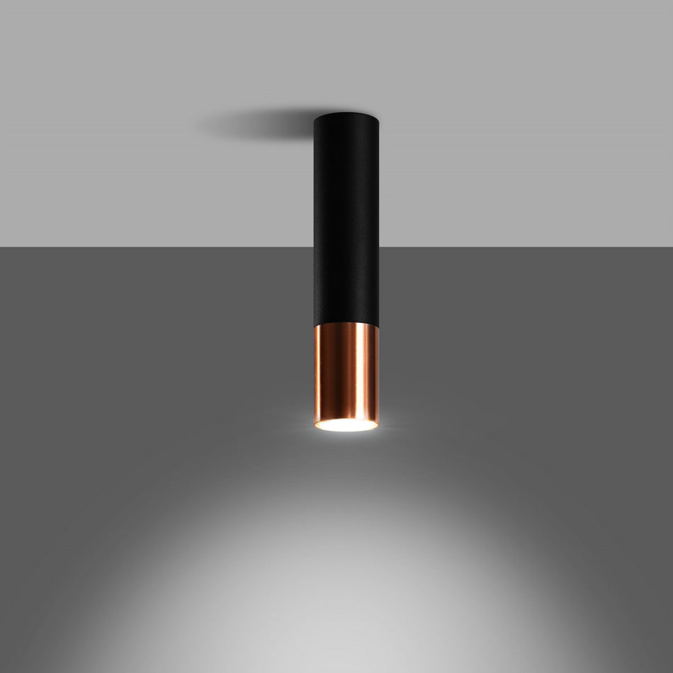 Ceiling light surface-mounted light made of steel round black-copper Ø6cm x 30cm IP20 GU10 230V