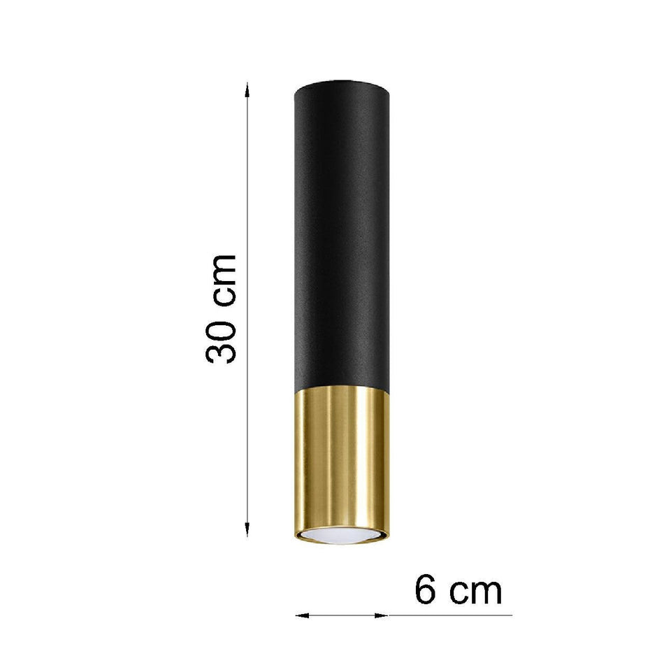 Ceiling light surface-mounted light made of steel round black-gold Ø6cm x 30cm IP20 GU10 230V