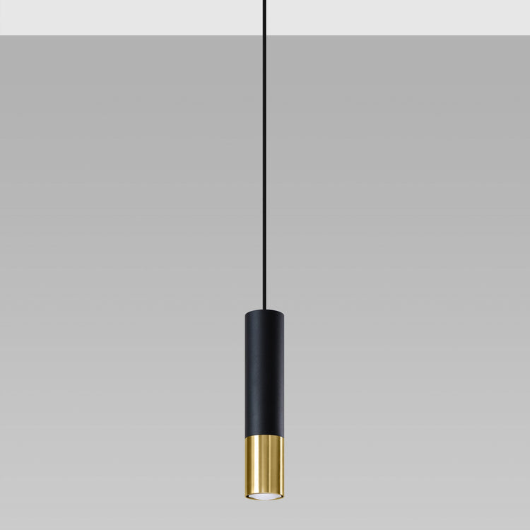 Pendant light 1-flame made of steel -1 Round Black-Gold 8cm x 100cm IP20 GU10 230V
