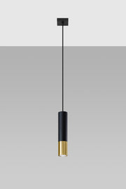 Pendant light 1-flame made of steel -1 Round Black-Gold 8cm x 100cm IP20 GU10 230V